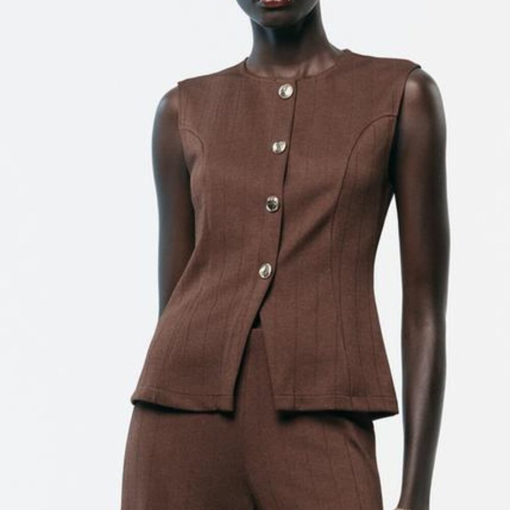 ZARA TWILL BUTTON VEST TOP